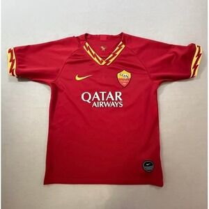 AS Roma Soccer Jersey Nike Qatar Airways #22 Zaniolo Red Boy's S Short Sleeve